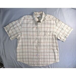 Turnbury Button Down Short Sleeve Tan Plaid Shirt Men's XL